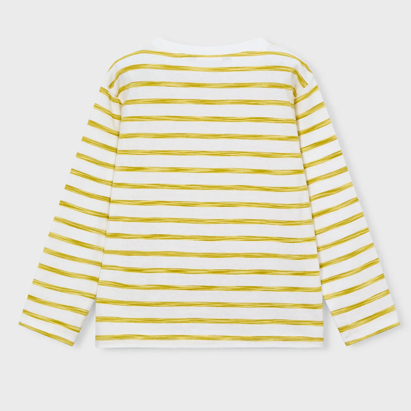 Rear view of the Mayoral long sleeve striped t-shirt.