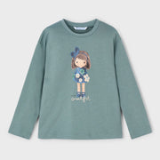 Mayoral girl's long sleeve green t-shirt.
