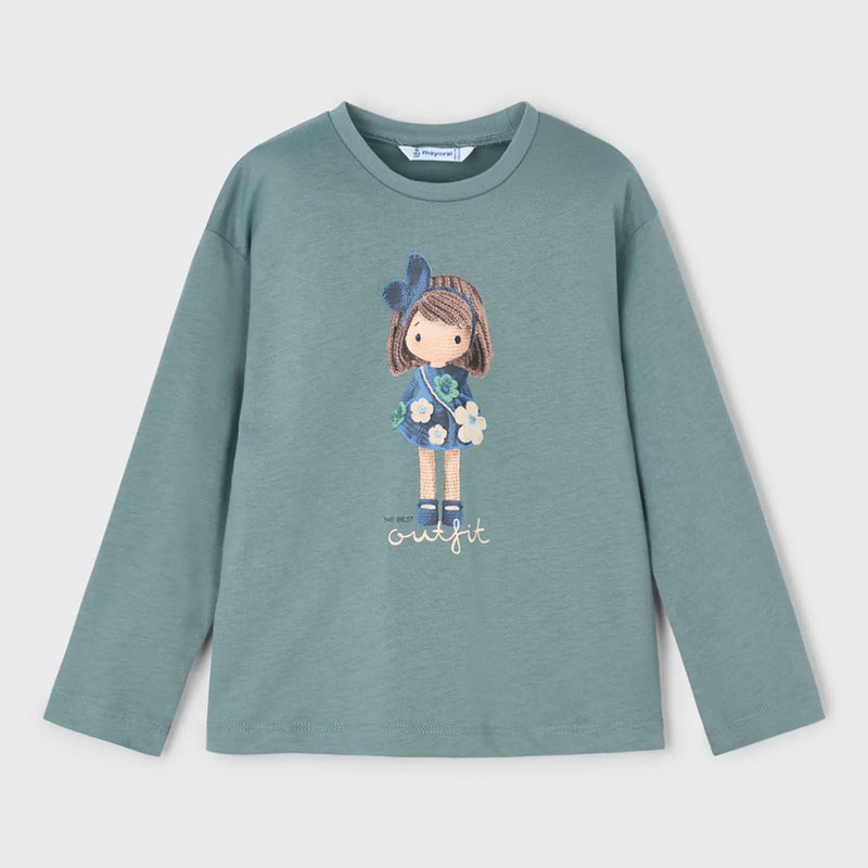 Mayoral girl's long sleeve green t-shirt.