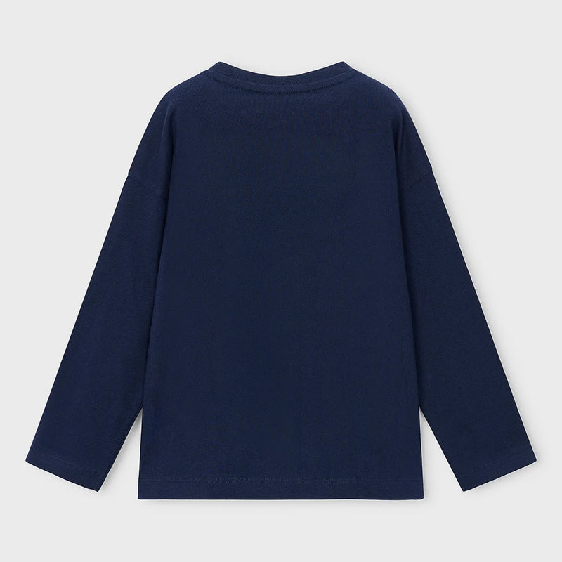 Back of the Mayoral navy long sleeve t-shirt.
