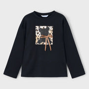 Girl's long sleeve black t-shirt.