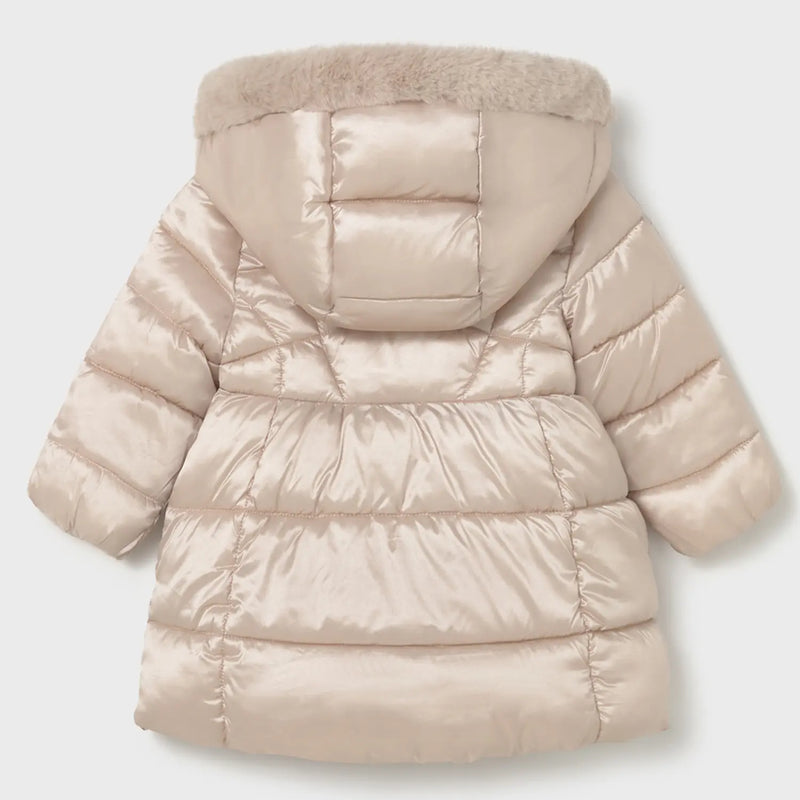 Back of the Mayoral beige padded coat.