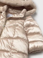 Mayoral padded coat with soft sheen finish.
