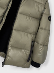 Mayoral puffer jacket with contrasting black inner lining.