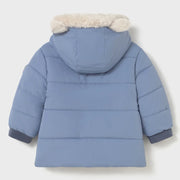 Back of the Mayoral blue padded jacket.