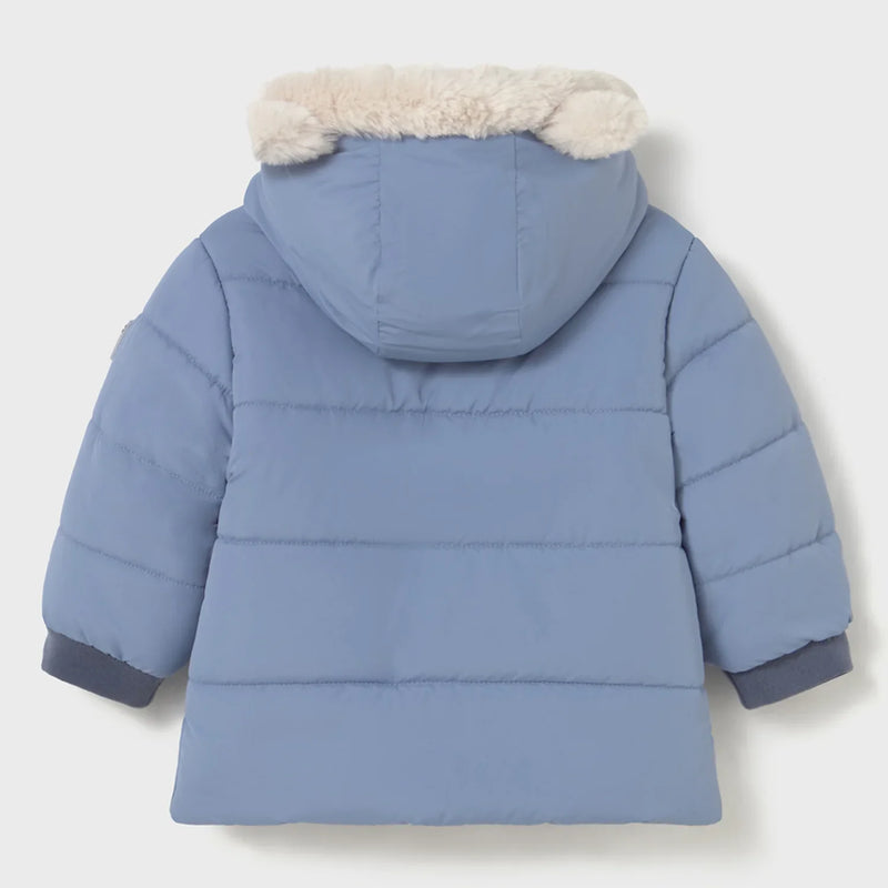 Back of the Mayoral blue padded jacket.