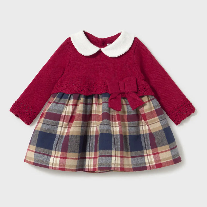 Mayoral girl's red plaid dress - 02801.