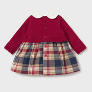 Back of the Mayoral baby girl's plaid dress.