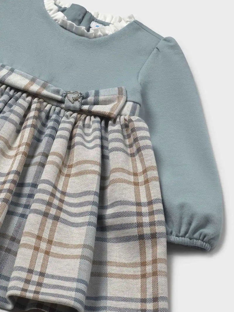 Closer look at the Mayoral plaid dress.