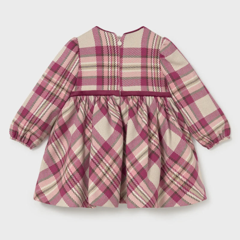 Back of the Mayoral pink plaid dress.