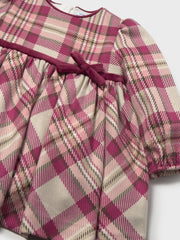 Closer look at the Mayoral plaid dress.