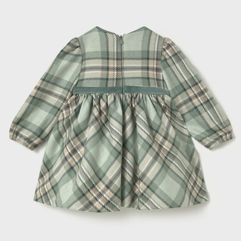 Back of the Mayoral green plaid dress.