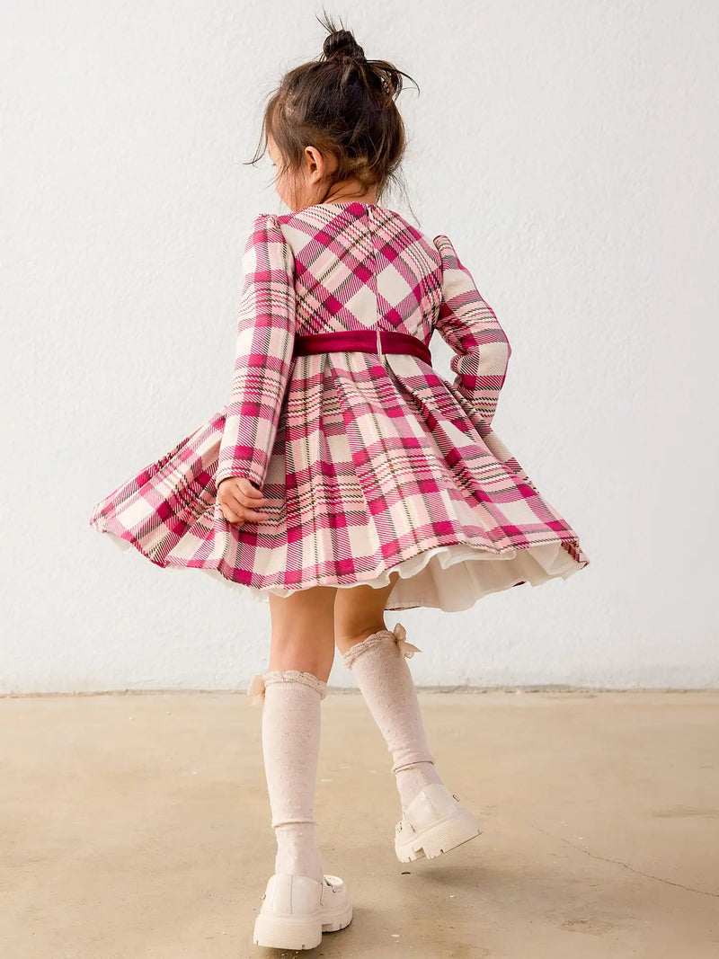 Mayoral Plaid Dress - Raspberry