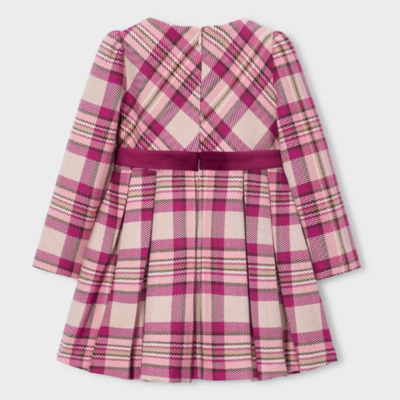 Rear view of the Mayoral girl's plaid dress.
