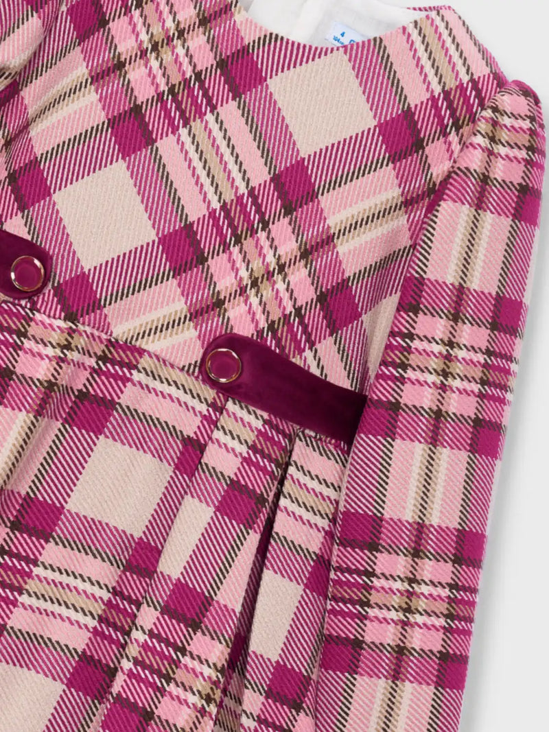 Closer look at the Mayoral plaid dress.