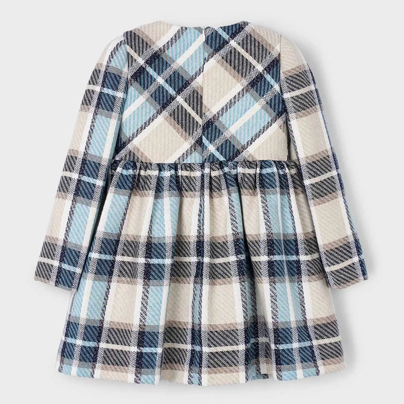 Back of the Mayoral navy plaid dress.