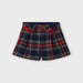 Girl,s navy and red plaid shorts.