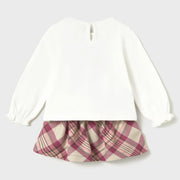 Back of the Mayoral pink plaid skirt set.