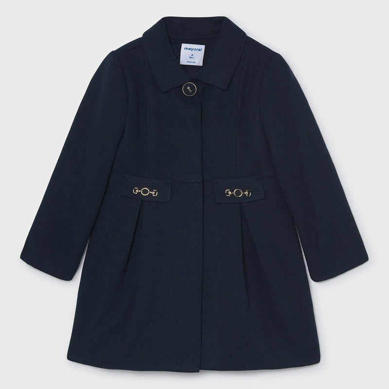 Mayoral girl's navy pleated coat - 04413.