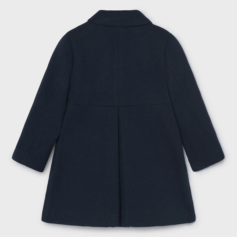 Rear view of the Mayoral pleated coat.