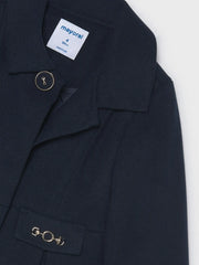 Closer look at the Mayoral pleated coat.