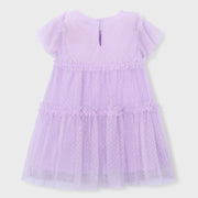 Rear view of the Mayoral pink plumeti dress.