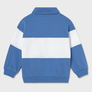 Back of the Mayoral blue polo pullover.