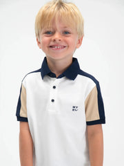 Boy wearing the Mayoral polo shirt.