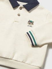 Closer look at the Mayoral polo sweatshirt.