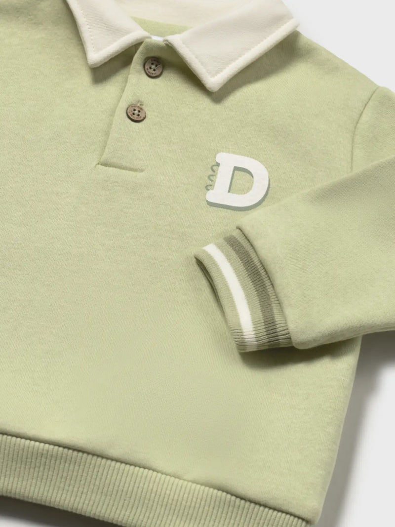 Closer view of the Mayoral polo sweatshirt.