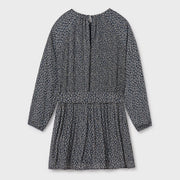 Rear view of the Mayoral green printed dress.