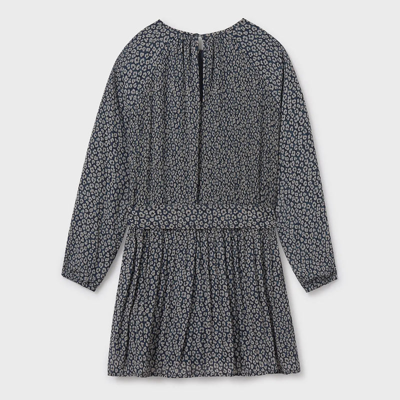 Rear view of the Mayoral green printed dress.