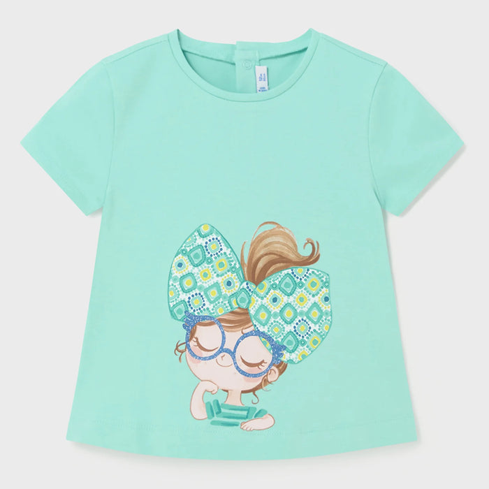 Baby girl's turquoise t-shirt. 