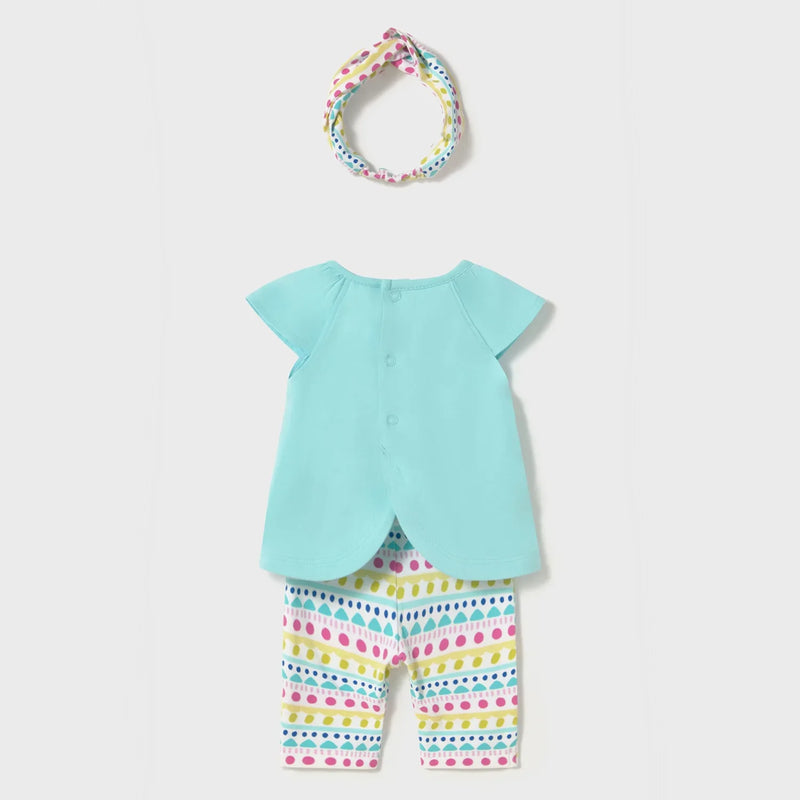 Rear view of the Mayoral printed leggings set.