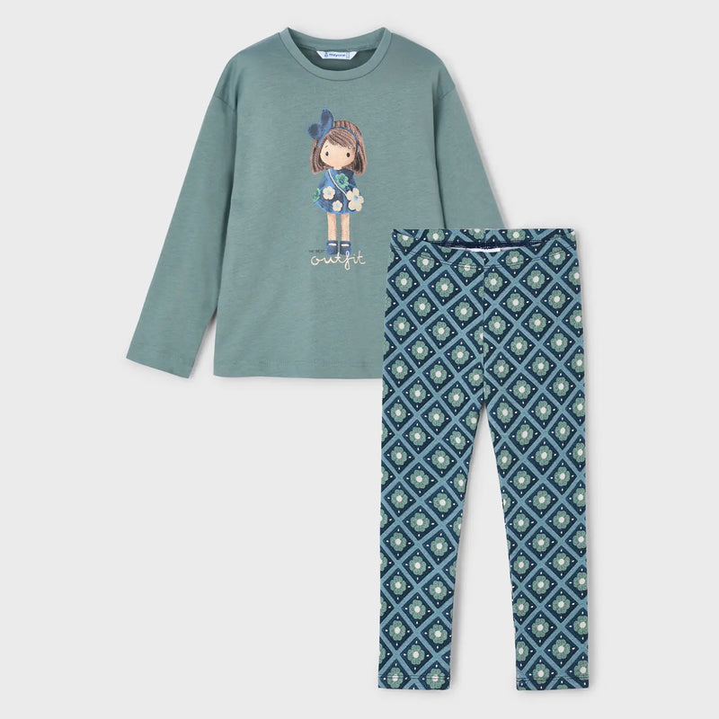 Mayoral girl's printed leggings set - 04005.