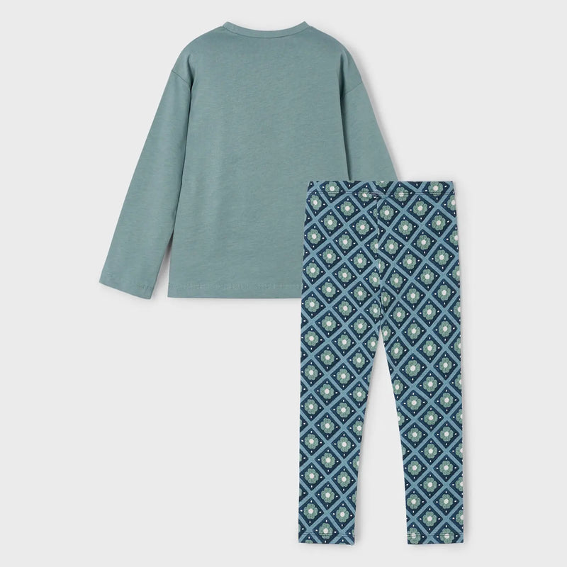 Back of the Mayoral green printed leggings set.