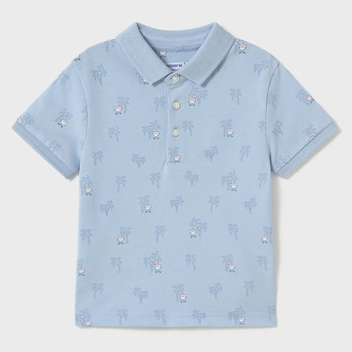 Mayoral boy's blue printed polo shirt - 01109.