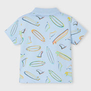 Rear view of the Mayoral printed polo shirt.