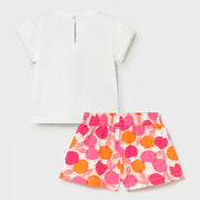 Rear view of the Mayoral printed shorts set.