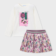 Mayoral girl's printed skirt set - 04031.