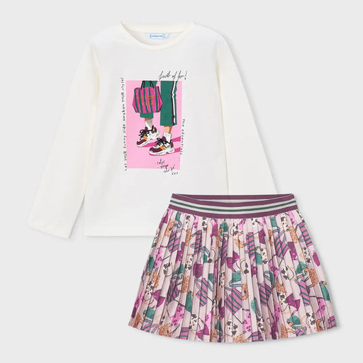 Mayoral girl's printed skirt set - 04031.