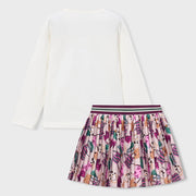 Rear view of the Mayoral printed skirt set.