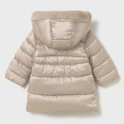 Back of the Mayoral beige puffer jacket.
