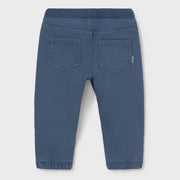 Rear view of the Mayoral blue pull up trousers.