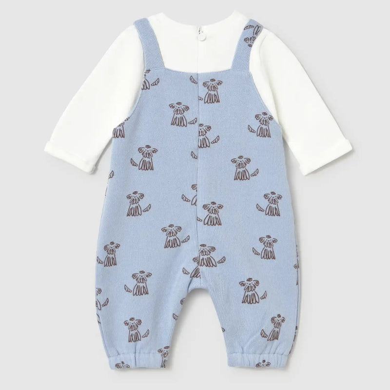Back of the Mayoral blue puppy print romper.