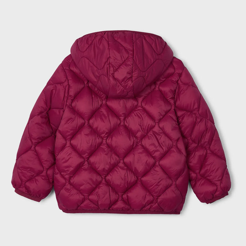 Back of the Mayoral red quilted coat.