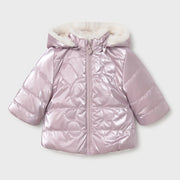 Mauve pink side of the Mayoral reversible coat.