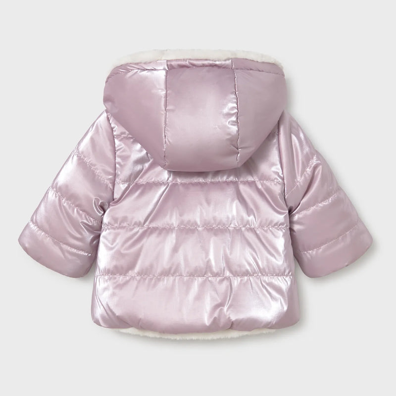Back of the Mayoral pink reversible coat.