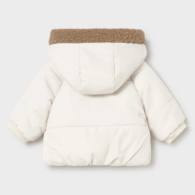 Back of the Mayoral cream reversible coat.