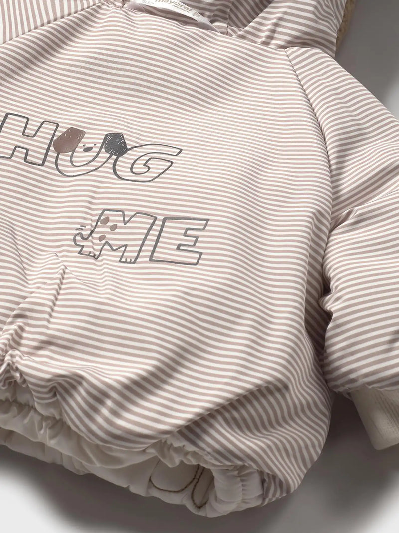 Mayoral reversible coat with printed slogan on the back.